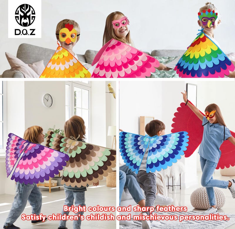 D.Q.Z Bird-Wings-Costume for Kids Dress Up  Felt Feathered Owl Parrot Chicken Animal Role Play Costume  Gift for Girl Boys (Phoenix) - Image 3